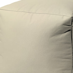 Homeroots 17" Ivory Canvas Cube Outdoor Pouf Ottoman Ivory  474131