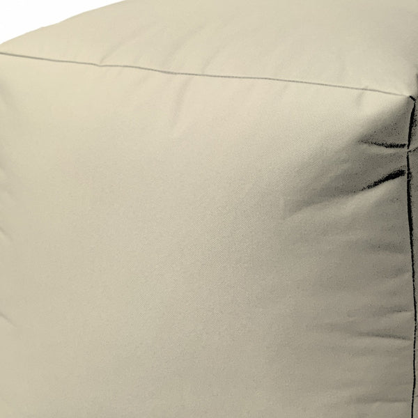 Homeroots 17" Ivory Canvas Cube Outdoor Pouf Ottoman Ivory  474131