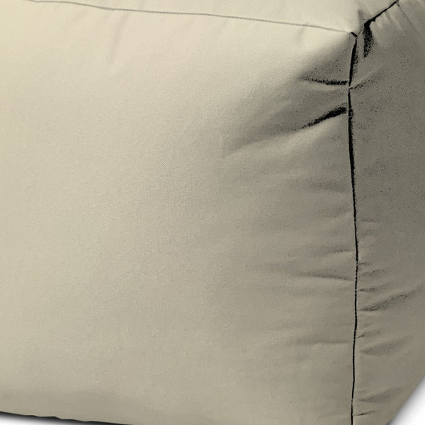 Homeroots 17" Ivory Canvas Cube Outdoor Pouf Ottoman Ivory  474131
