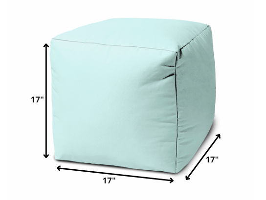 Homeroots 17" Aqua Canvas Cube Outdoor Pouf Ottoman Aqua Vinyl,Backed Canvas 474147