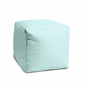 Homeroots 17" Aqua Canvas Cube Outdoor Pouf Ottoman Aqua Vinyl,Backed Canvas 474147