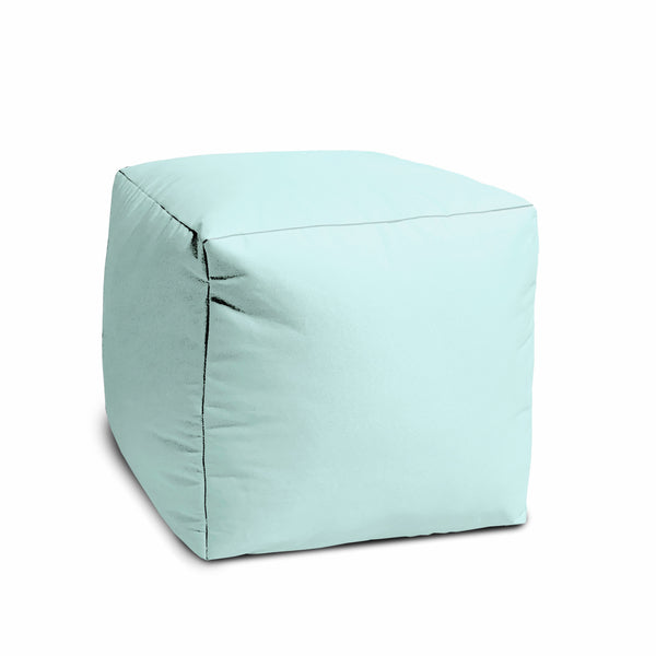 Homeroots 17" Aqua Canvas Cube Outdoor Pouf Ottoman Aqua Vinyl,Backed Canvas 474147