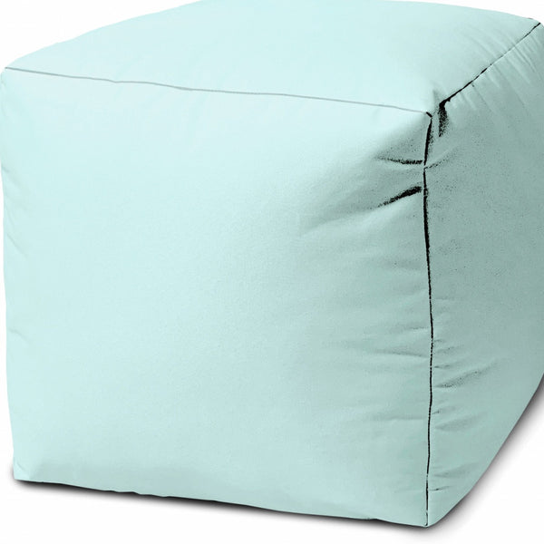 Homeroots 17" Aqua Canvas Cube Outdoor Pouf Ottoman Aqua Vinyl,Backed Canvas 474147