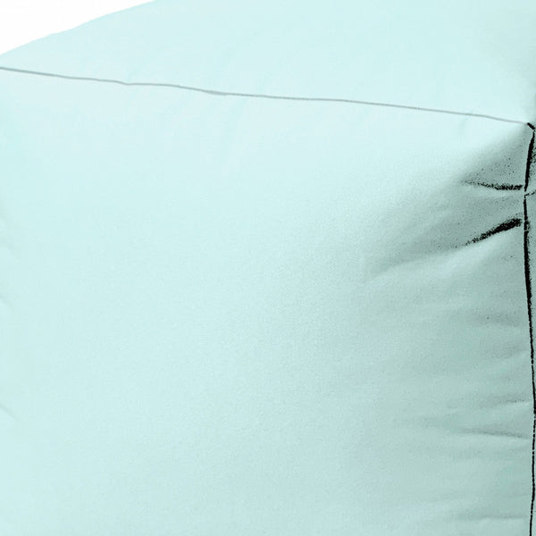 Homeroots 17" Aqua Canvas Cube Outdoor Pouf Ottoman Aqua Vinyl,Backed Canvas 474147