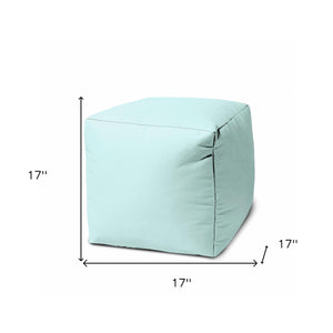 Homeroots 17" Aqua Canvas Cube Outdoor Pouf Ottoman Aqua Vinyl,Backed Canvas 474147