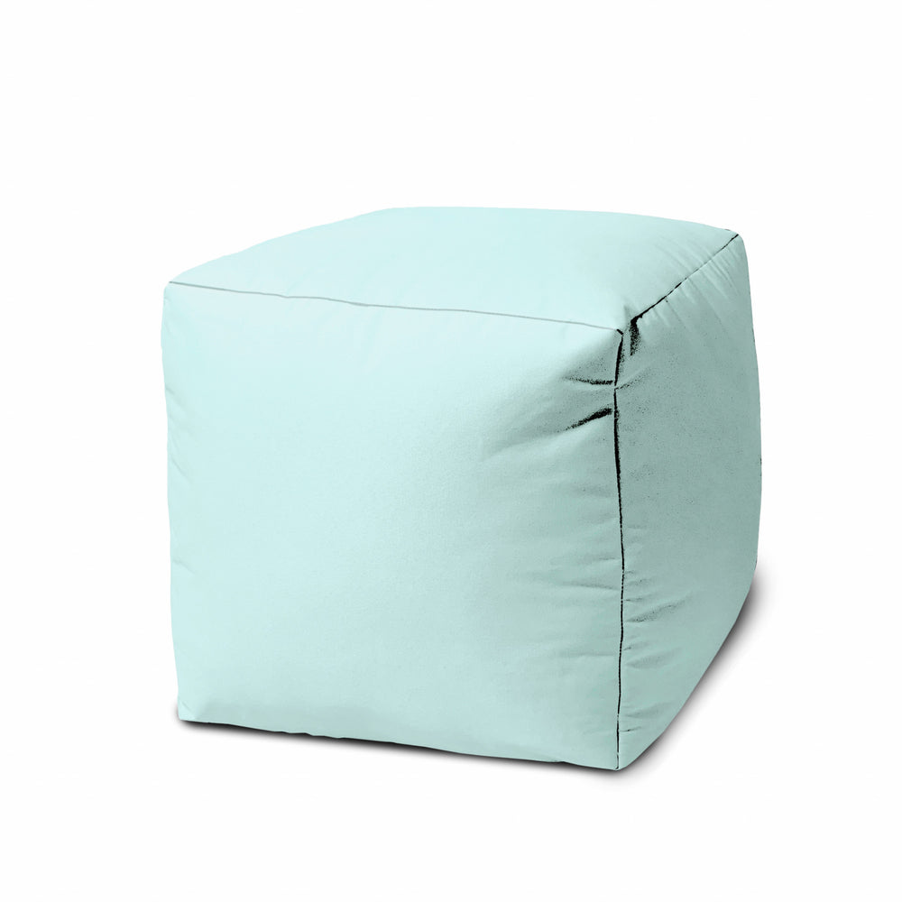 Homeroots 17" Cool Pale Aqua Solid Color Indoor Outdoor Pouf Ottoman  Vinyl,Backed Canvas 474148