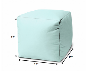 Homeroots 17" Cool Pale Aqua Solid Color Indoor Outdoor Pouf Ottoman  Vinyl,Backed Canvas 474148