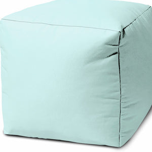 Homeroots 17" Cool Pale Aqua Solid Color Indoor Outdoor Pouf Ottoman  Vinyl,Backed Canvas 474148