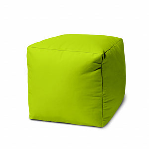 Homeroots 17" Lime Green Canvas Cube Outdoor Pouf Ottoman Lime Green  474149