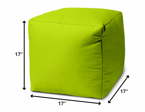 Homeroots 17" Lime Green Canvas Cube Outdoor Pouf Ottoman Lime Green  474149