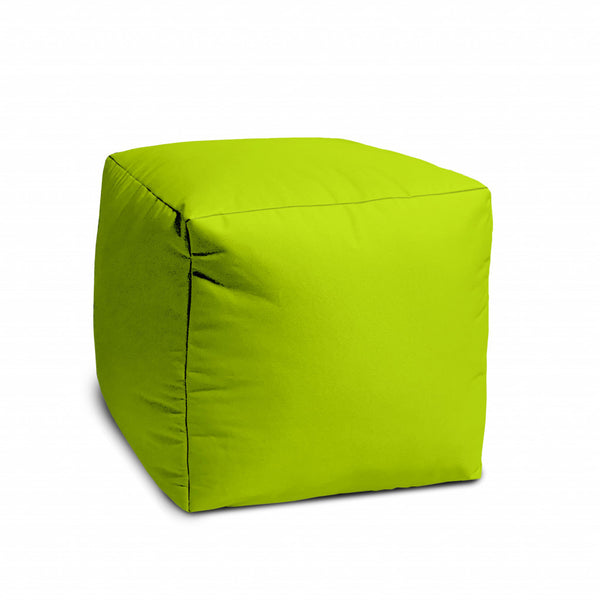 Homeroots 17" Lime Green Canvas Cube Outdoor Pouf Ottoman Lime Green  474149