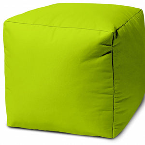 Homeroots 17" Lime Green Canvas Cube Outdoor Pouf Ottoman Lime Green  474149