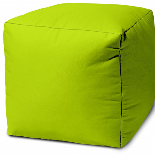 Homeroots 17" Lime Green Canvas Cube Outdoor Pouf Ottoman Lime Green  474149