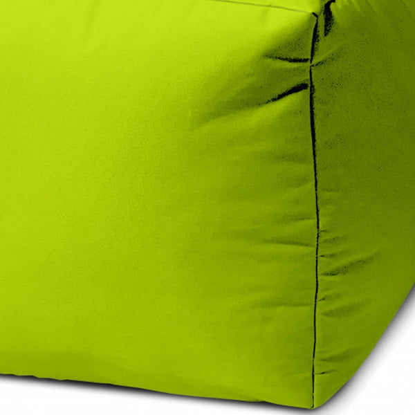 Homeroots 17" Lime Green Canvas Cube Outdoor Pouf Ottoman Lime Green  474149