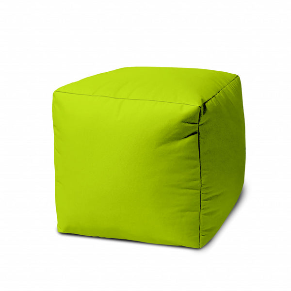 Homeroots 17" Lime Green Canvas Cube Outdoor Pouf Ottoman Lime Green  474150