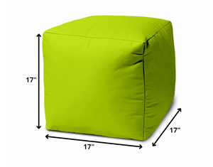Homeroots 17" Lime Green Canvas Cube Outdoor Pouf Ottoman Lime Green  474150