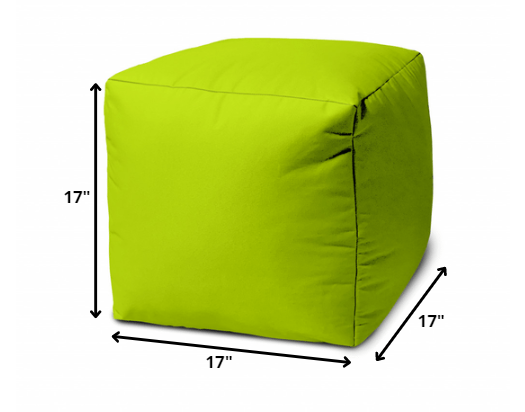 Homeroots 17" Lime Green Canvas Cube Outdoor Pouf Ottoman Lime Green  474150