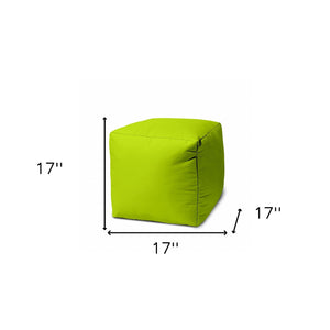 Homeroots 17" Lime Green Canvas Cube Outdoor Pouf Ottoman Lime Green  474150