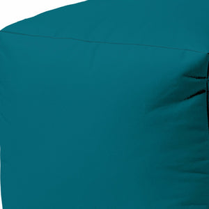 Homeroots 17" Cool Dark Teal Solid Color Indoor Outdoor Pouf Ottoman Teal Vinyl,Backed Canvas 474151