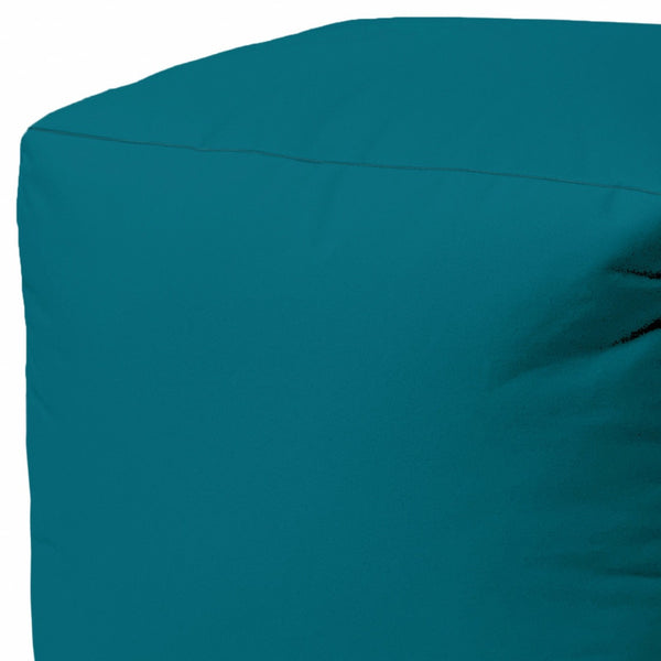 Homeroots 17" Cool Dark Teal Solid Color Indoor Outdoor Pouf Ottoman Teal Vinyl,Backed Canvas 474152