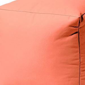 Homeroots 17" Coral Canvas Cube Outdoor Pouf Ottoman Coral Vinyl,Backed Canvas 474159