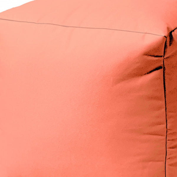 Homeroots 17" Coral Canvas Cube Outdoor Pouf Ottoman Coral Vinyl,Backed Canvas 474159