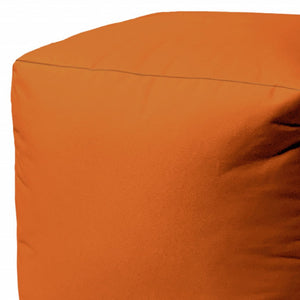 Homeroots 17" Cool Orange Solid Color Indoor Outdoor Pouf Ottoman Orange Vinyl,Backed Canvas 474161