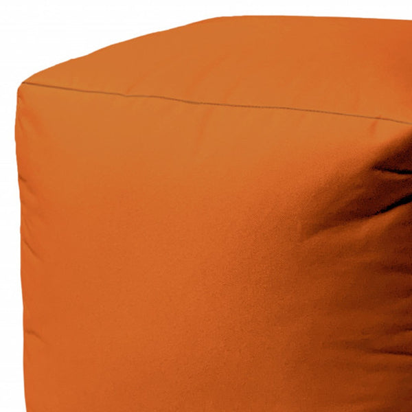 Homeroots 17" Cool Orange Solid Color Indoor Outdoor Pouf Ottoman Orange Vinyl,Backed Canvas 474161