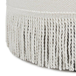 English Elm Jennifer Taylor Home - Yolanda 24" Round Upholstered Accent Ottoman - Timeless Alabaster Tweed With Vintage Charm & Comfort B2719P238167