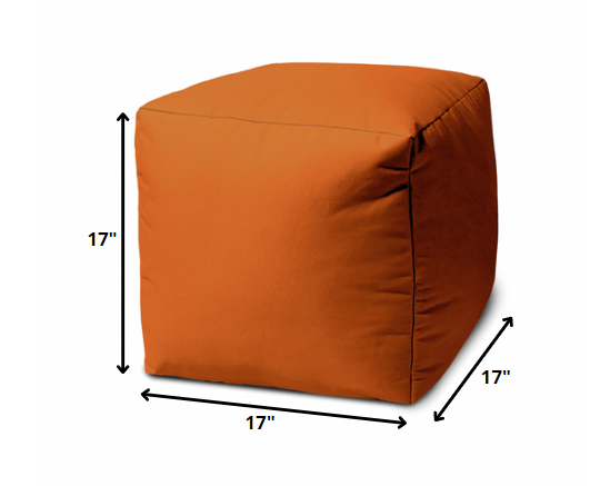 Homeroots 17" Orange Canvas Cube Outdoor Pouf Ottoman  Vinyl,Backed Canvas 474162