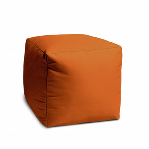 Homeroots 17" Orange Canvas Cube Outdoor Pouf Ottoman  Vinyl,Backed Canvas 474162