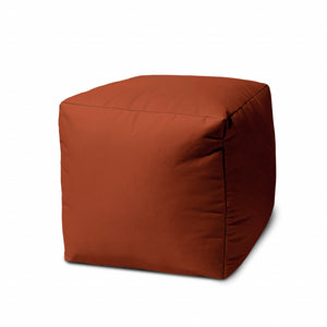 Homeroots 17" Orange Canvas Cube Outdoor Pouf Ottoman Rust Vinyl,Backed Canvas 474163