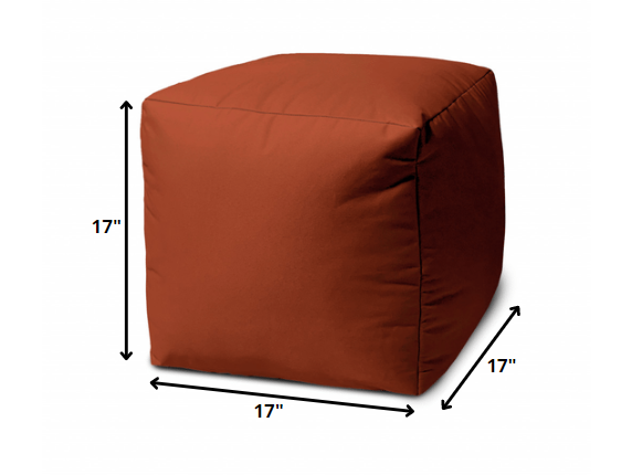 Homeroots 17" Orange Canvas Cube Outdoor Pouf Ottoman Rust Vinyl,Backed Canvas 474163