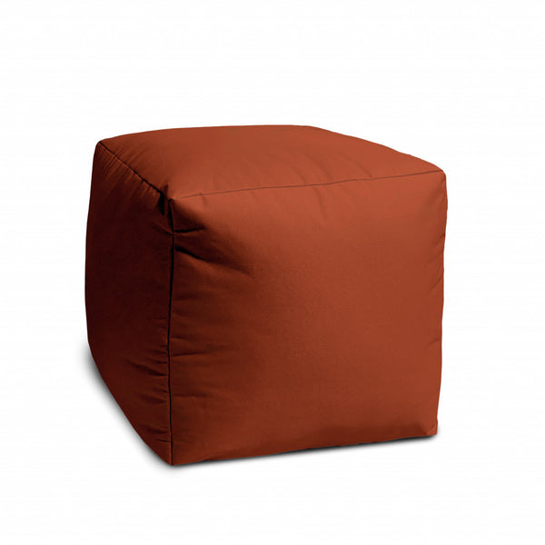 Homeroots 17" Orange Canvas Cube Outdoor Pouf Ottoman Rust Vinyl,Backed Canvas 474163