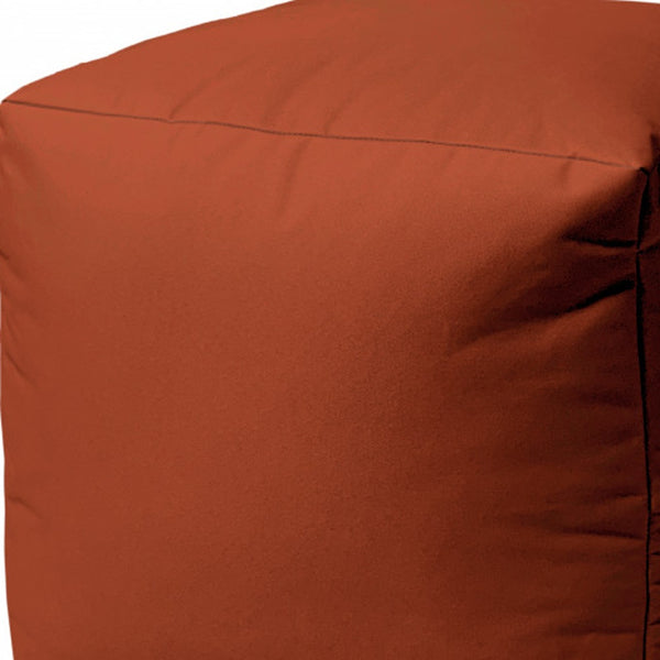 Homeroots 17" Orange Canvas Cube Outdoor Pouf Ottoman Rust Vinyl,Backed Canvas 474163