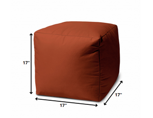 Homeroots 17" Dark Orange Canvas Cube Outdoor Pouf Ottoman Rust  474164