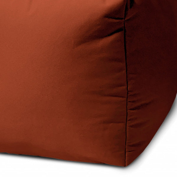 Homeroots 17" Dark Orange Canvas Cube Outdoor Pouf Ottoman Rust  474164