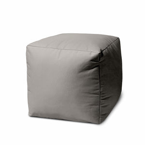 Homeroots 17" Gray Canvas Cube Outdoor Pouf Ottoman Silver Vinyl,Backed Canvas 474165