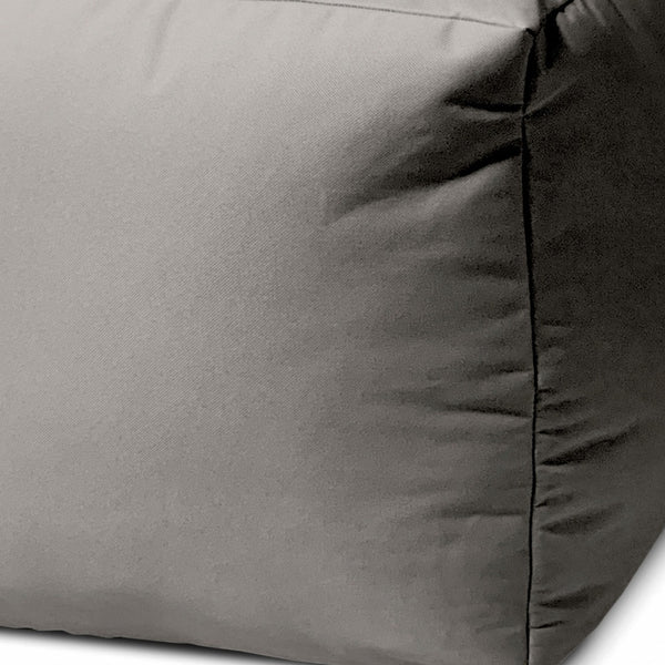 Homeroots 17" Gray Canvas Cube Outdoor Pouf Ottoman Silver Vinyl,Backed Canvas 474166