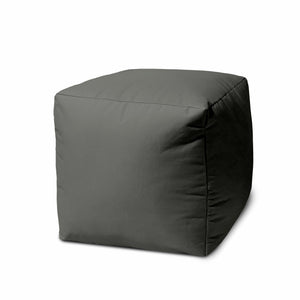 Homeroots 17" Dark Gray Canvas Cube Outdoor Pouf Ottoman Charcoal  474167