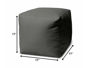 Homeroots 17" Dark Gray Canvas Cube Outdoor Pouf Ottoman Charcoal  474167