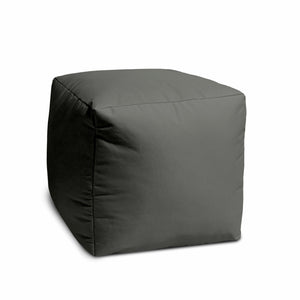 Homeroots 17" Dark Gray Canvas Cube Outdoor Pouf Ottoman Charcoal  474167