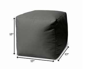 Homeroots 17" Dark Gray Canvas Cube Outdoor Pouf Ottoman Charcoal  474168