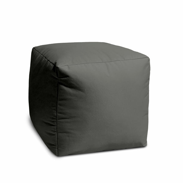 Homeroots 17" Dark Gray Canvas Cube Outdoor Pouf Ottoman Charcoal  474168
