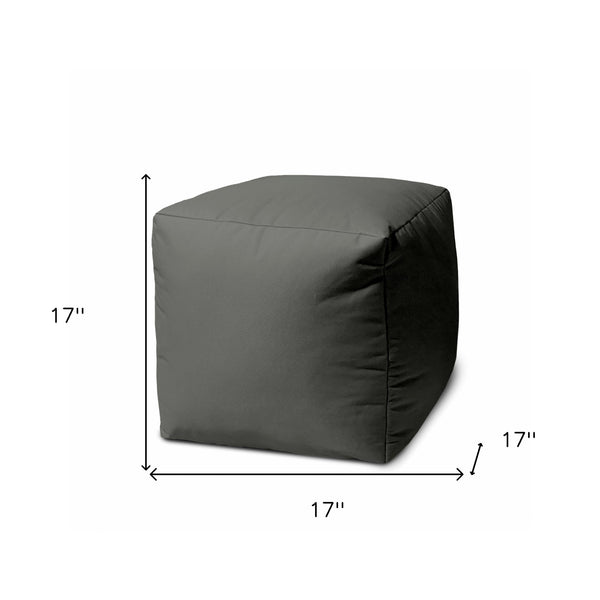 Homeroots 17" Dark Gray Canvas Cube Outdoor Pouf Ottoman Charcoal  474168