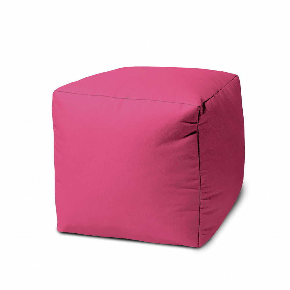 Homeroots 17" Cool Bright Hot Pink Solid Color Indoor Outdoor Pouf Ottoman Hot Pink Vinyl,Backed Canvas 474169