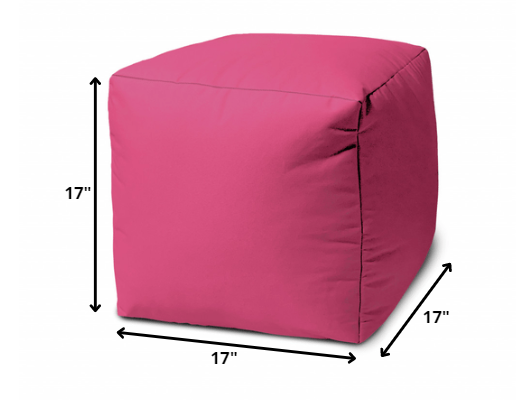 Homeroots 17" Cool Bright Hot Pink Solid Color Indoor Outdoor Pouf Ottoman Hot Pink Vinyl,Backed Canvas 474169