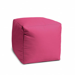 Homeroots 17" Cool Bright Hot Pink Solid Color Indoor Outdoor Pouf Ottoman Hot Pink Vinyl,Backed Canvas 474169