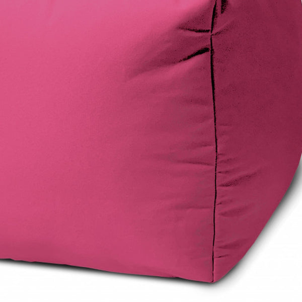 Homeroots 17" Cool Bright Hot Pink Solid Color Indoor Outdoor Pouf Ottoman Hot Pink Vinyl,Backed Canvas 474169