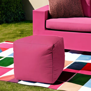 Homeroots 17" Cool Bright Hot Pink Solid Color Indoor Outdoor Pouf Ottoman Hot Pink Vinyl,Backed Canvas 474169